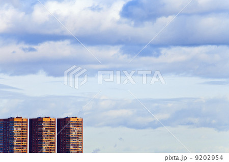brick modern houses under blue spring sky brick modern houses under blue spring sky 9202954