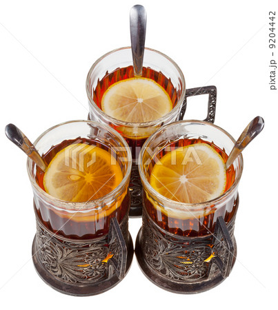 retro glasses with black tea and lemon retro glasses with black tea and lemon 9204442