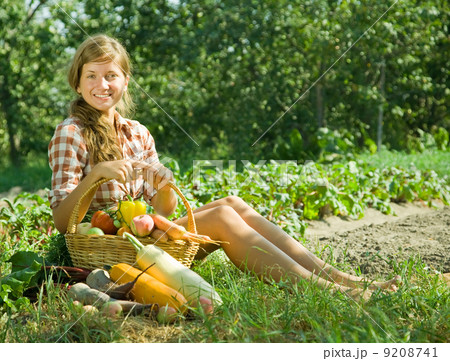 girl with basket of harvest girl with basket of harvest 9208741