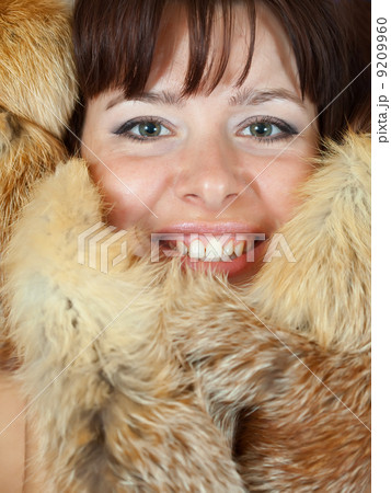 happy girl in fox fur 9209960