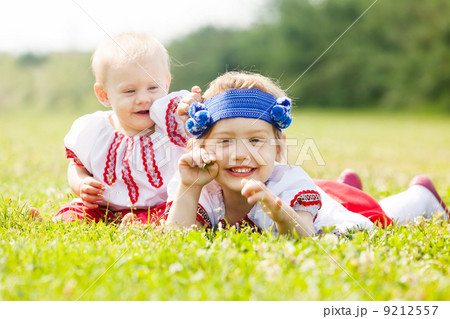 Two children in Russian folk clothes Two children in Russian folk clothes 9212557
