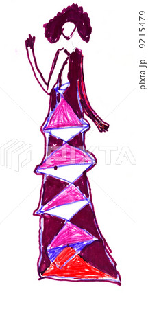 child's drawing -woman in long dress 9215479