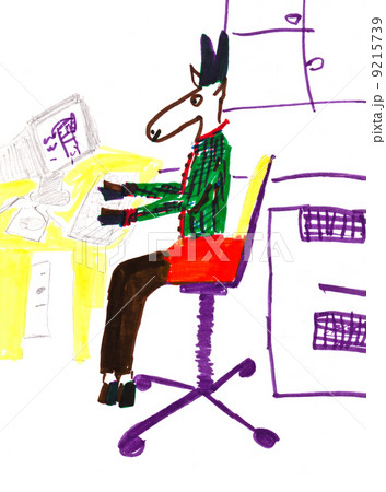 child's drawing - donkey in office 9215739