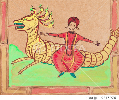 Persian prince flying on dragon 9215976