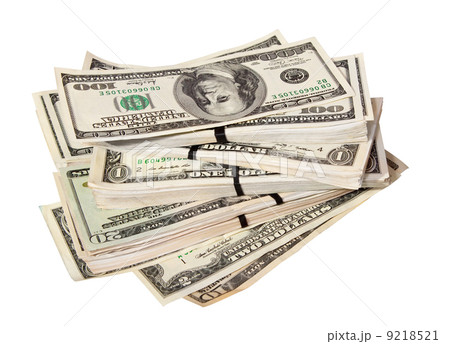US dollars bank notes. Isolated on white 9218521