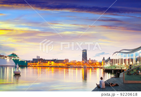 evening view of Barcelona from Port Vell evening view of Barcelona from Port Vell 9220618