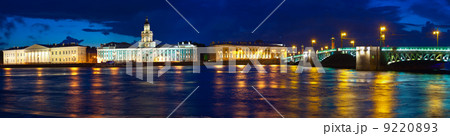 Vasilyevsky Island and Palace bridge in night 9220893
