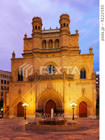 Gothic Cathedral at Plaza Mayor in evening. Castellon de la Plan 9222585