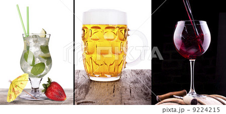 collage witn coctail, wine and beer 9224215