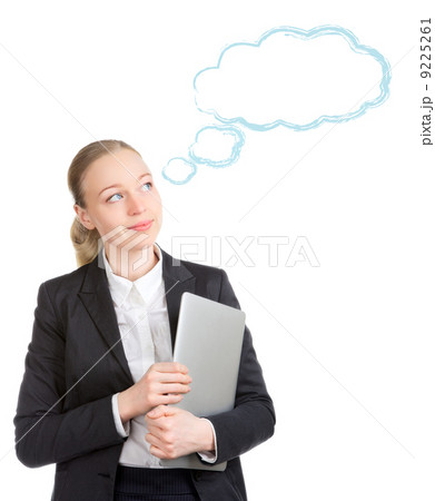 Business Woman With Laptop Dreaming Business Woman With Laptop Dreaming 9225261
