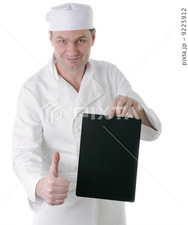 chef with blank black sign chef with blank black sign 9225912