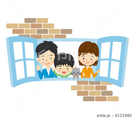 窓から覗く家族のイラスト素材 9225980 Pixta