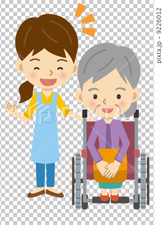 Long-term care helper and the elderly - Stock Illustration [9226012 ...