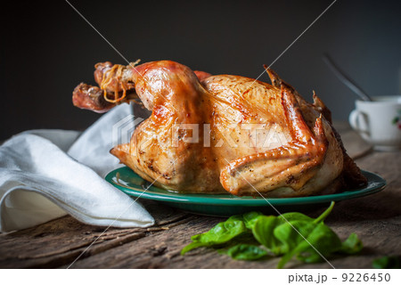 Chicken Grill on the Wooden Table, on grey background Chicken Grill on the Wooden Table, on grey background 9226450