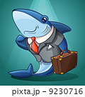 successful business shark painted in the style of engraving 9230716