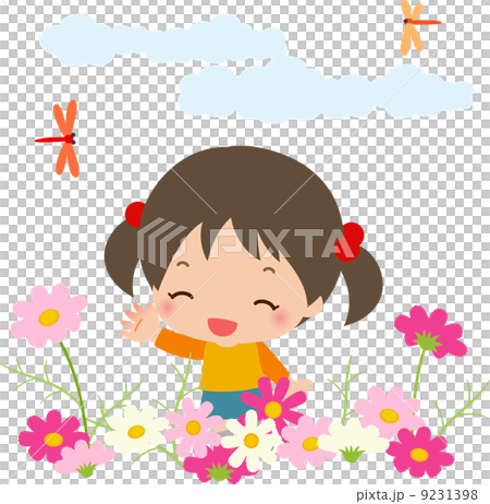 コスモス畑の中の女の子 9231398