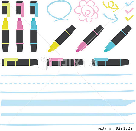 蛍光ペンとラインのイラスト素材 9231528 Pixta
