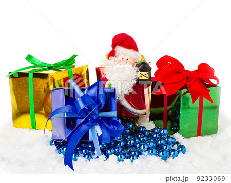 Christmas presents up on snow background 9233069