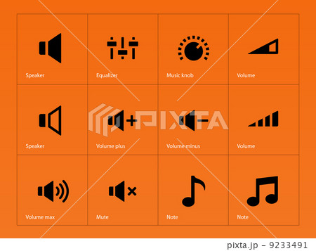 Speaker icons on orange background. 9233491