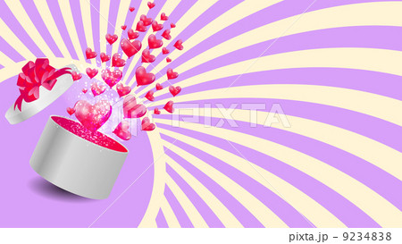 Valentines Day Card with Gift Box and Heart Shaped Balloons, Vec 9234838