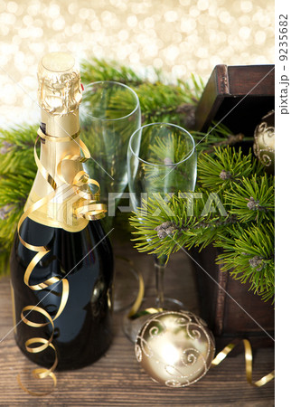 bottle of champagne and two glasses bottle of champagne and two glasses 9235682