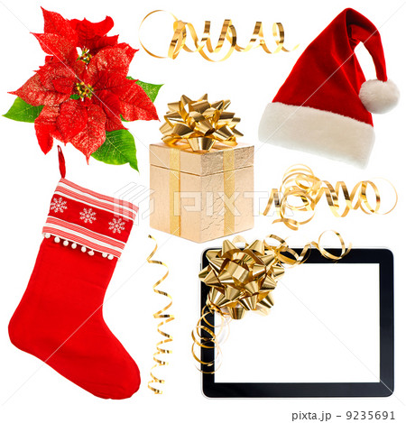 Christmas decorations collection isolated on white Christmas decorations collection isolated on white 9235691