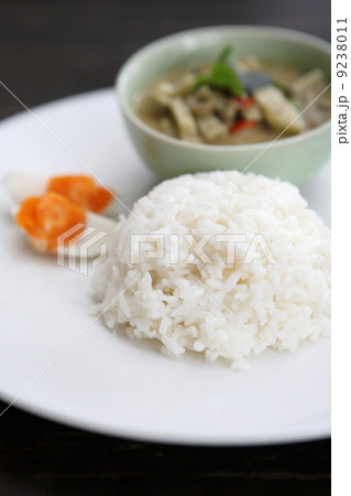 Thai food green curry with rice 9238011