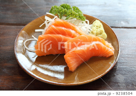 salmon sashimi isolated in white background salmon sashimi isolated in white background 9238504
