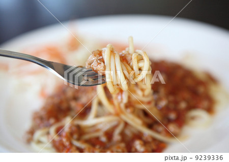 spaghetti with pork in tomato sauce 9239336