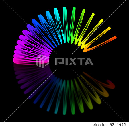 Multicolored slinky isolated on black background 9241946