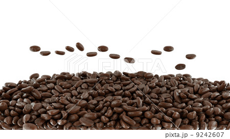 Tossed roasted coffee beans isolated 9242607