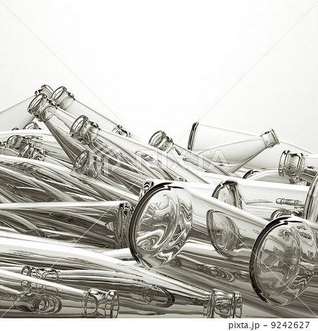 Group of empty glass bottles for water or beer isolated 9242627