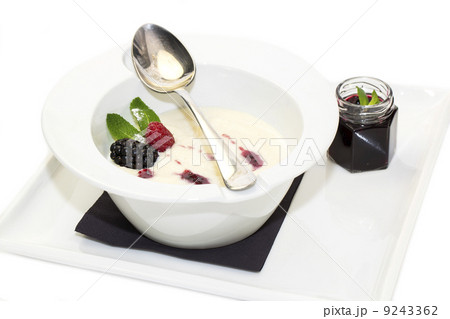 semolina porridge with berries decorated with berry jam semolina porridge with berries decorated with berry jam 9243362