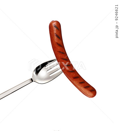 Close up of sausage and fork isolated Close up of sausage and fork isolated 9246621