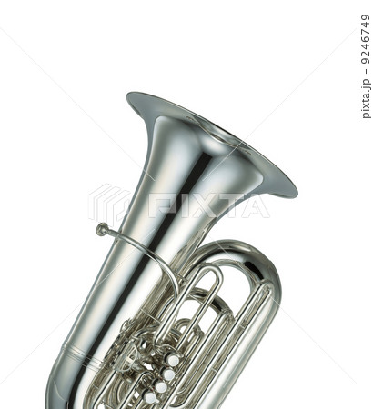 Large silver brass tuba on white background 9246749