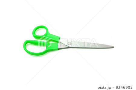 Green scissors isolated on a white background Green scissors isolated on a white background 9246905