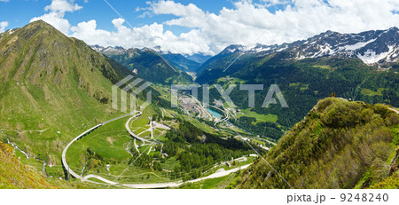 Summer Alps mountain pass panorama 9248240