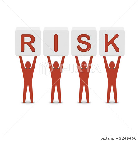 Men holding the word risk. Concept 3D illustration. 9249466