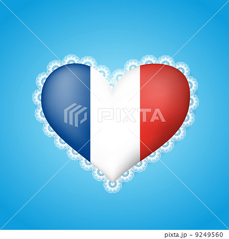 Heart shape flag of France with lace Heart shape flag of France with lace 9249560