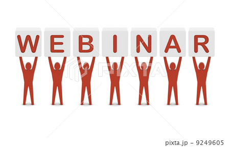 Men holding the word webinar. Concept 3D illustration. 9249605