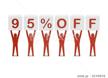 Discount. 95 percent off. Concept 3D illustration. 9249656