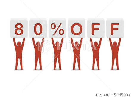 Discount. 80 percent off. Concept 3D illustration. 9249657