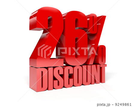 26 percent discount. Red shiny text. Concept 3D illustration. 9249861