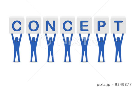 Men holding the word concept. Concept 3D illustration. 9249877
