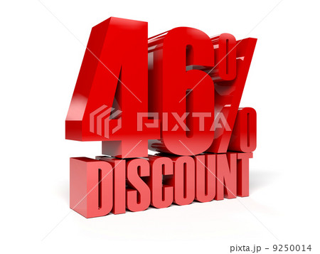 46 percent discount. Red shiny text. Concept 3D illustration. 9250014