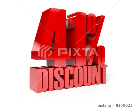 41 percent discount. Red shiny text. Concept 3D illustration. 9250022