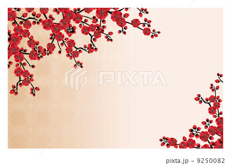 梅の花_寒中見舞_02_横_橙 9250082