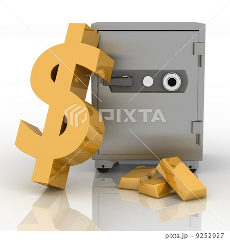 3d illustration of steel safe with dollar sign outside 9252927