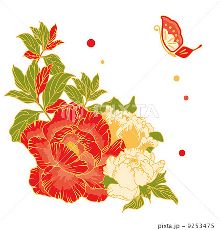 トップ100 牡丹 イラスト 和風 美しい花の画像