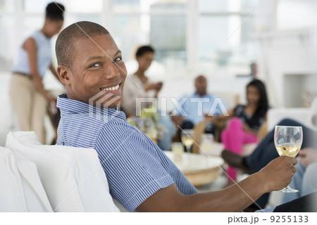 Office. A Young Man With A Glass Of Wine. 9255133